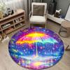 Cozy Round Starry Multicolor Carpet, Non-Slip Floor Mat for Dining Room