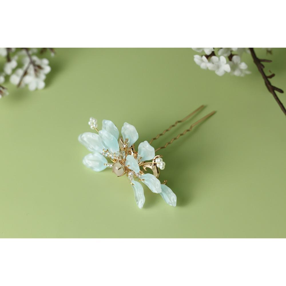 Světle modře glazovaná korunka do vlasů se zachováním měděné barvy, elegantní klasické pokrývky hlavy Hanfu, dynastie Song a dynastie Ming