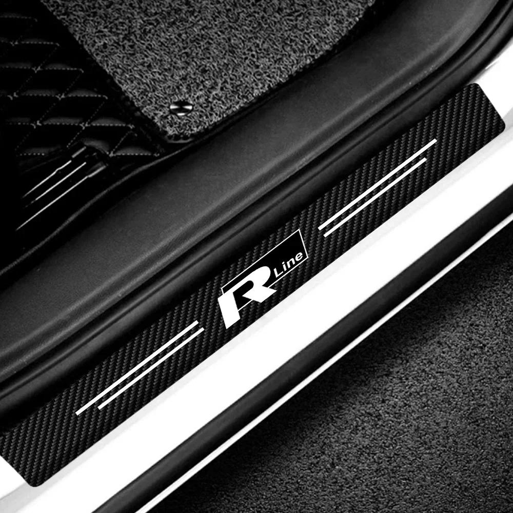 2026 Hot For Volkswagen VW 4Pcs Carbon Fiber Car Door Sill Protector Threshold Stickers For Volkswagen VW Golf Passat Touareg To