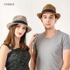 Natural Raffia Plus Size Jazz Sun Hats Men Women Summer Woven Trilby Straw Hat Fashion Sun Protection Beach Hat Panama 56-60cm
