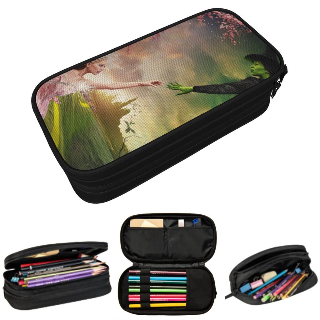 Movie Wicked Elphaba And Glinda Pencil Case for Students Gifts Pen Box Pencil Bag Stationery Supplies Pen Holder Bag