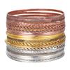 Geometric Metal Bangle Set With Electroplated Finish For Fashion Enthusiasts
