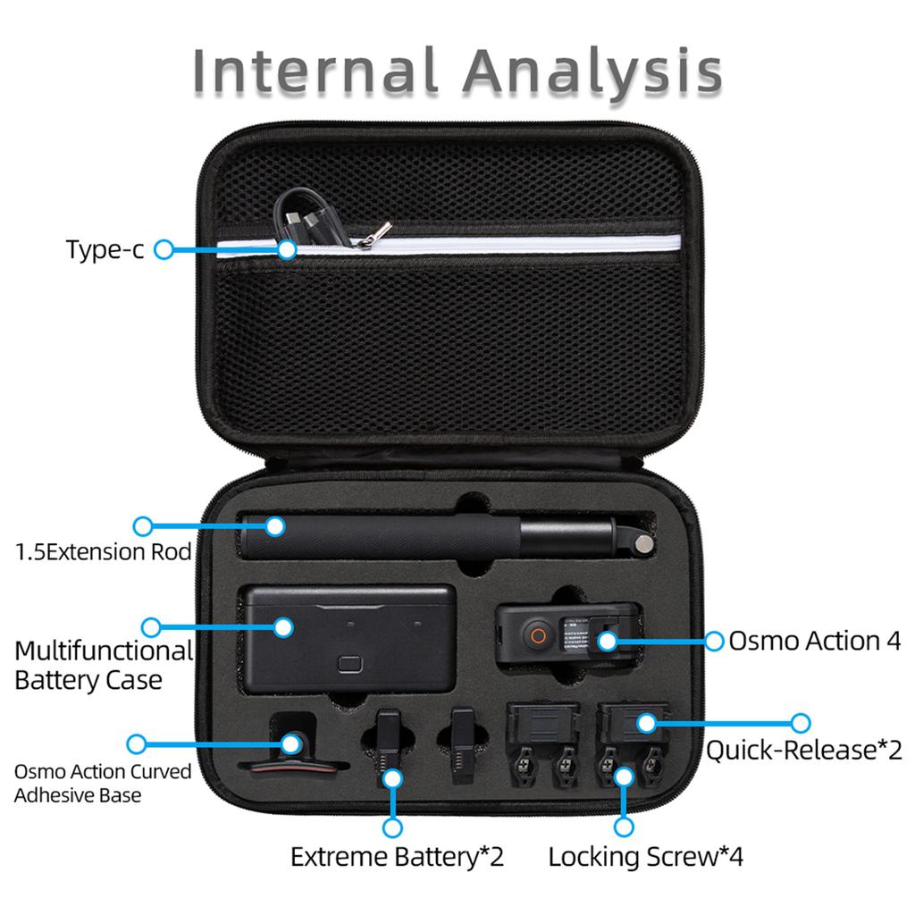 Camera Carrying Case Storage Box Pouch Shockproof Waterproof Accessories for DJI Osmo Action 4 Camera