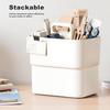 5 Compartment All-in-One Storage Basket with Handle,Plastic Desk Organizer for Pens.Office Supplies, Portable Desktop Tray