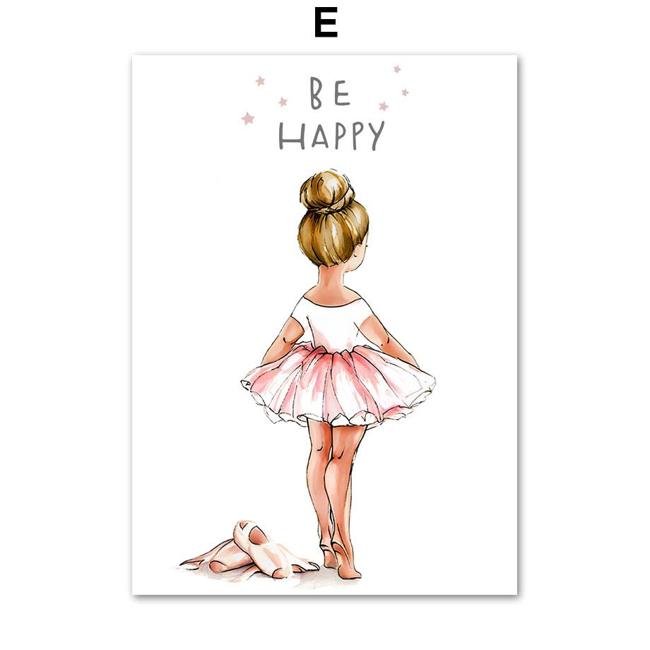 Pink Ballet Girl Rainbow Unicorn Shoes Nursery Wall Art Canvas Painting Posters And Prints Pictures For Baby Kids Room Decor
