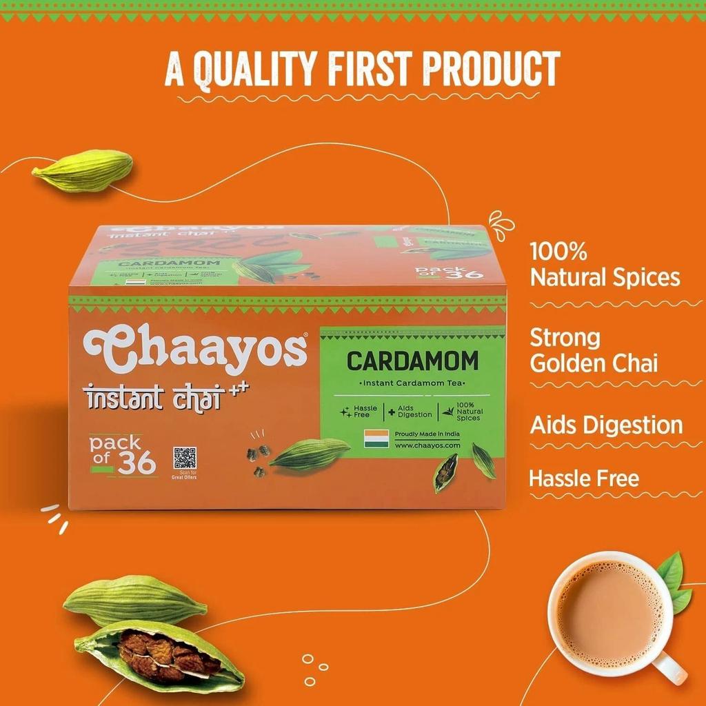 Chaayos Instant Tea Premix Cardamom Chai 36 Sachets