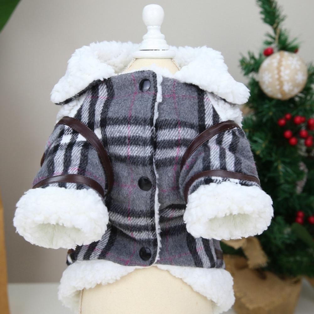 Koreanische Karo-Fleece Hunde-Winterjacke – Warmer Sherpa-Plaid-Mantel (S~XXL)