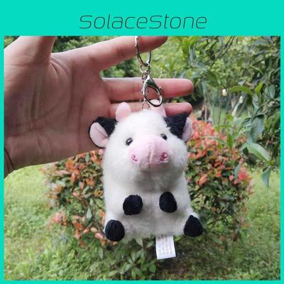Niedlicher Cartoon Panda und Kuh Plüschtier Taschenanhänger Schlüsselanhänger Weiches Tier Schlüsselanhänger