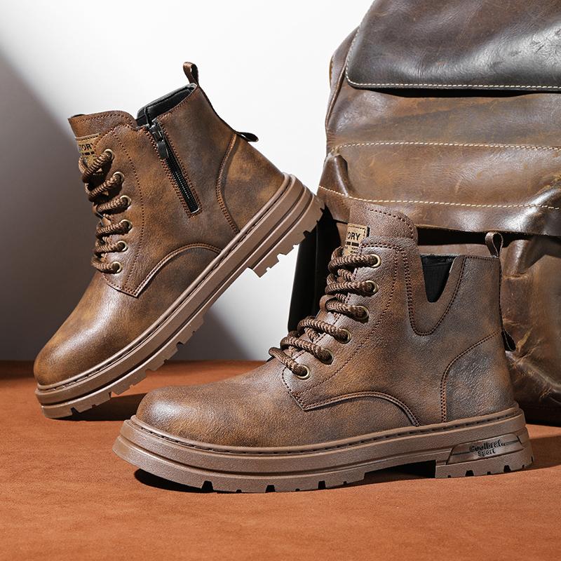 Ankle Boots Men's Denim Boots Rubber Sole Men Work Shoe Brown Motorcycle Shoes Platform Designer Shoes Classic Short Boots