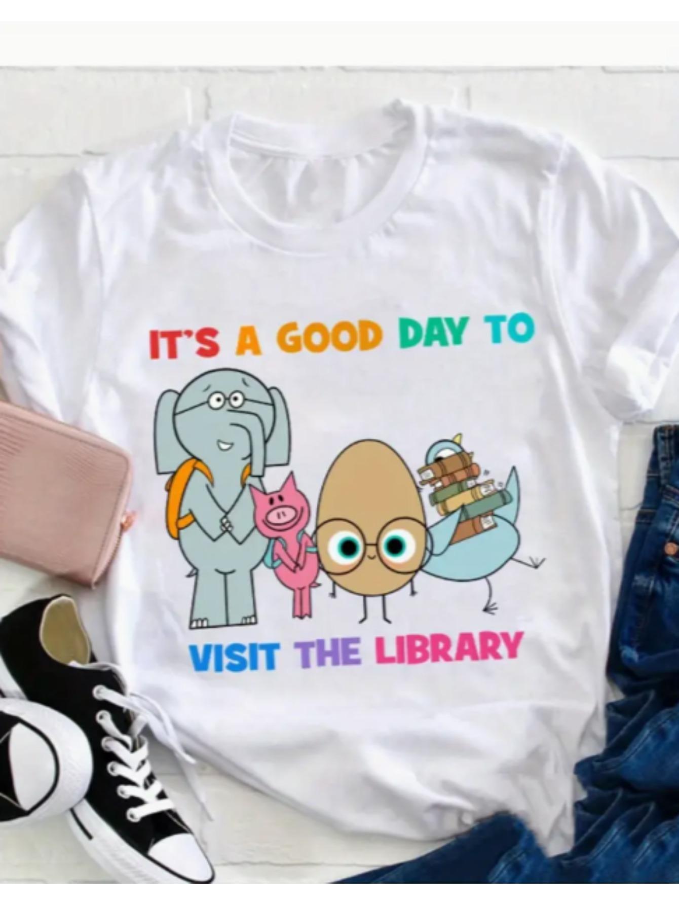 

ItS A Good Day To Visit The Library Creative Print Ladies TShirt Round Neck Short Sleeves Casual Fashion Summer Women Tshirt S