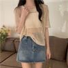 Women Short Sleeved Knit T-shirt Casual Beach Slim Tops O-Neck Hollow Out Knitting Shirt For Women Summer