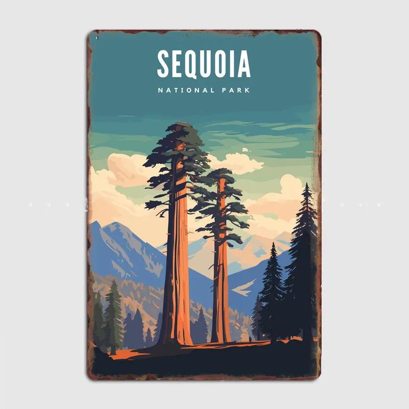 Sequoia Nationalpark Landschaft Reise Aussichtspunkt Retro Poster Metallschild Garage Clubraum Wanddeko Benutzerdefiniertes Blechschild Heimdeko