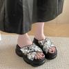 Fashion 8CM Bling Woman Platform Sandals Ladies Elegant Beach Women's Shoes Flats Summer Sandals Women Designer Shoes Girls Slippers