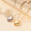 Contemporary Long Oval Pendant Necklace In Metallic Finish For Fashionforward Women