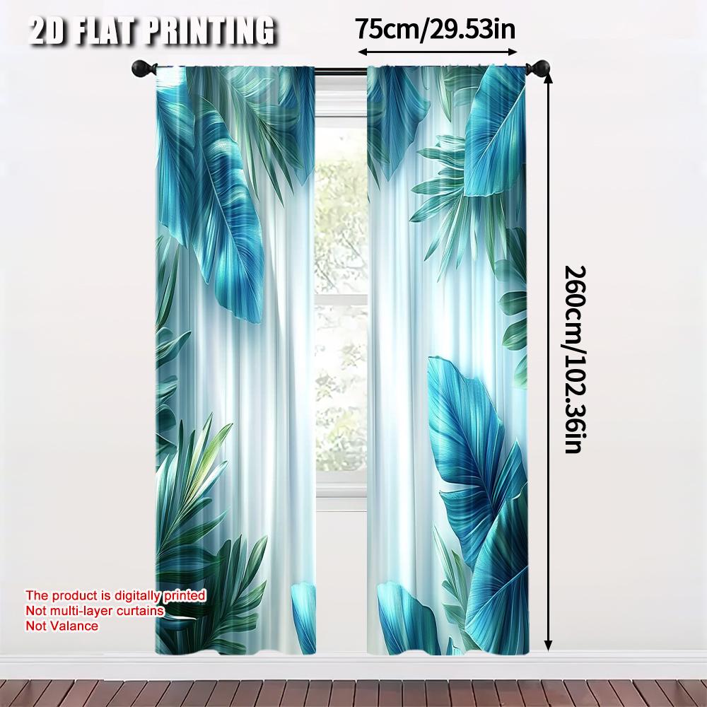 2pcs   Upscale Curtains 2D print Teal Peacock And Turquoise Feathers Versatile Polyester (without rod) Decorations For Home Use