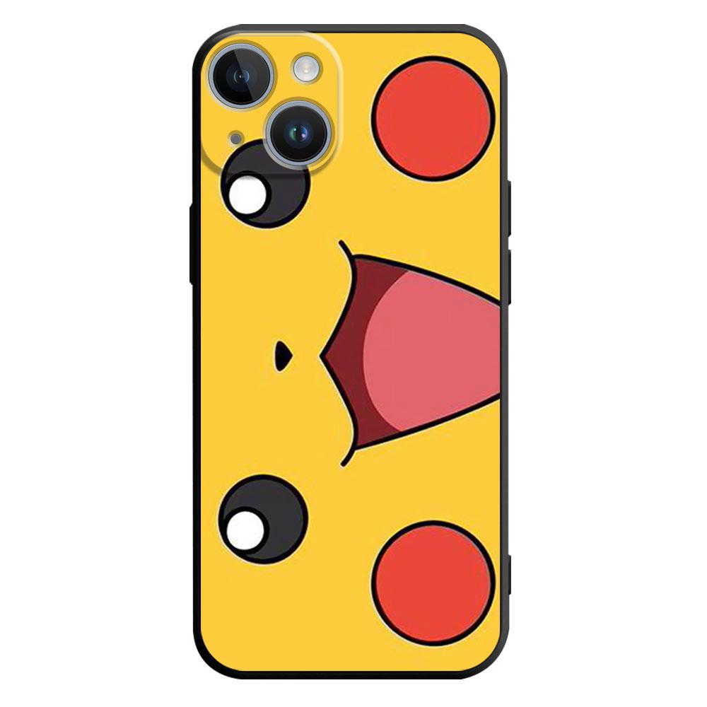 Pouzdro s obličejem Pokémona Pikachu pro iPhone 14 Plus 7 8 6S 11 12 Mini SE 13 Pro Max XR XS X 14Pro 13Mini 14 Luxusní černé pouzdro na telefon