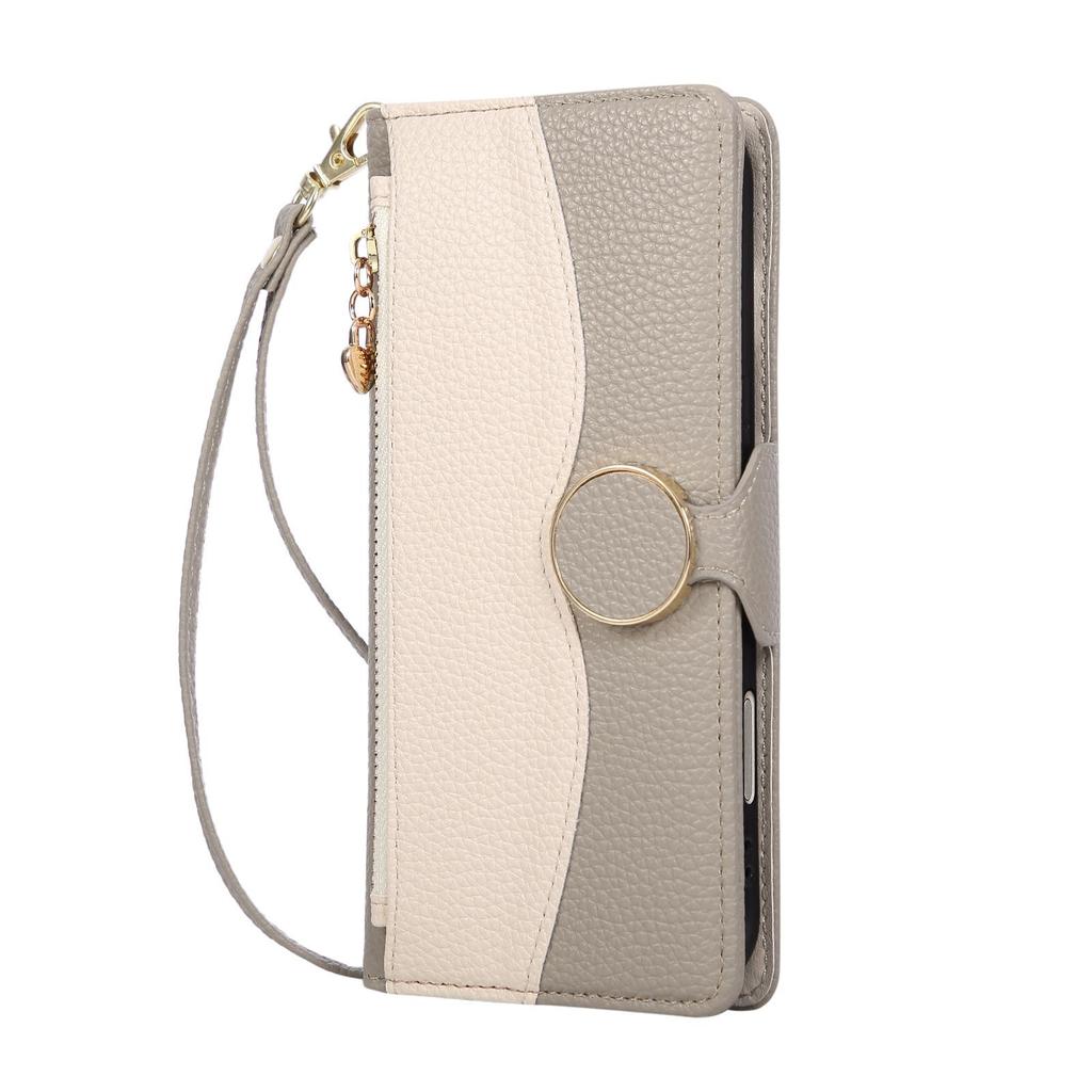 iPhone 17 Color Block Wallet Case: Drop-Proof Leather with Lanyard & Card Slots