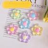 BEPAN 5pcs Transparent Glitter Five Petal Flowers DIY Jewelry Accessories Colorful Resin Shiny Flowers Keychain Pendant Decorations