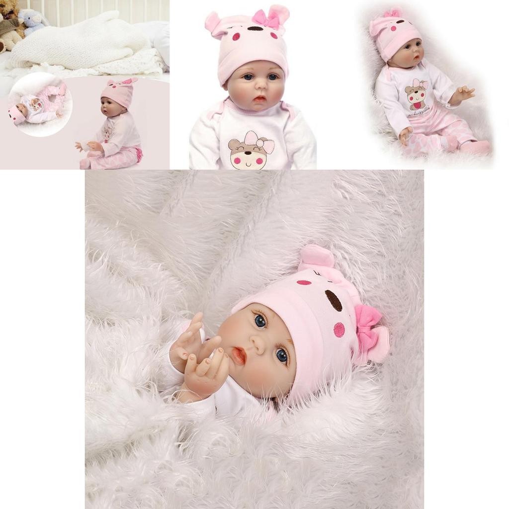 Realistic 16" Soft Silicone Reborn Doll With Handmade Details And Lifelike Blue Eyes