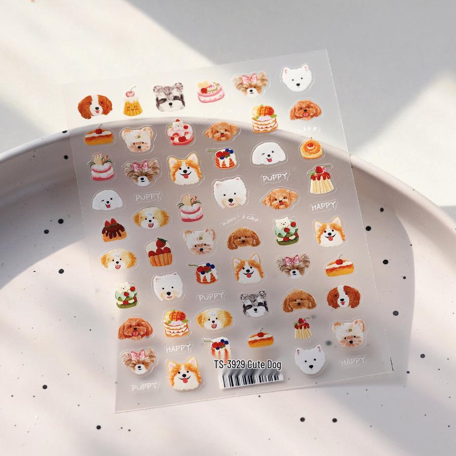 TENSOR Cute Dog Gold Frosted Nail Stickers M-821 Series, Self-Adhesive