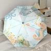 Underwater Friends Automatic Opening/Closing Umbrella - Portable Tri-Fold Design with 8-Bone Iron Frame, Perfect for Outdoor Use, Festive Gi