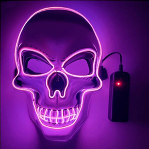 Halloween Horror Mask White Skull Shape Glowing Mask Ghost Festival Dance Atmosphere LED Mask