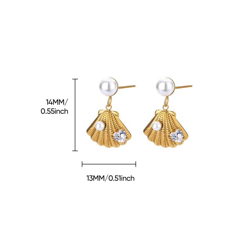 Dainty Hanging Shell Pearl Starfish Stud Earrings For Women Elegant Gold Color Stainless Steel Drop Earrings Jewelry Party 2025