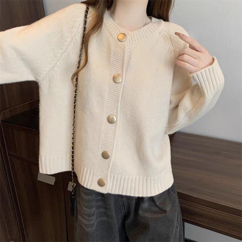 Autumn and Winter New Single-breasted Knitted Cardigan Age-reducing Short Jacket Women's Casual Loose Top Sweater