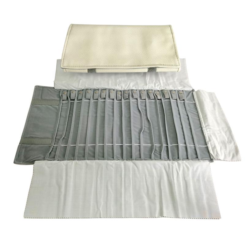 Högkvalitativ PU-läder Smyckesrulleväska 16 Halsband Hänge Armband Kedja Förvaringsväska Svart/Grå/Rosa/Grön 4 Färgval