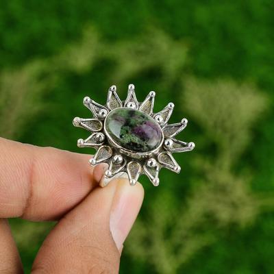 Rubin Zoisit Stein Versprechen Neuer Blume Jahrestag Schwester Ring Schmuck 925 Silber