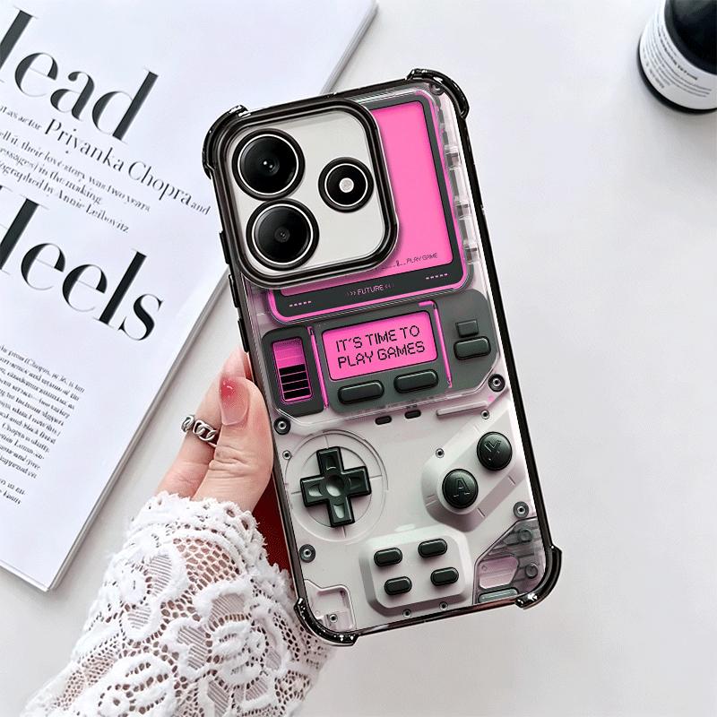 Game Console Fashion Boy Plating Phone Case For Xiaomi Redmi Note 14 15 Pro Plus 13 12 11 11S 11T 10 9S 9 5G Anti-Fall Airabag C