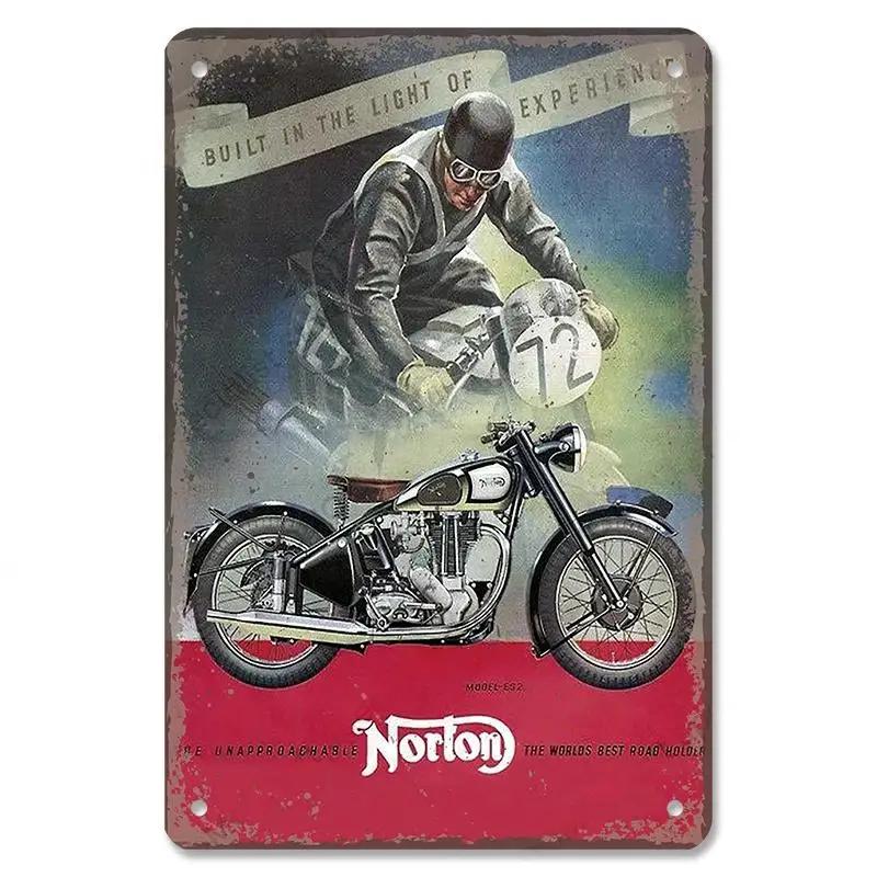 Vintage motokrosový plakát Kovové plechové cedule Motocykl Grand Prix Kovová plaketa Nástěnná dekorace pro garáž Moto Club Man Cave Bar