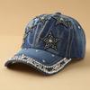 Modische verstellbare Jeans-Baseballkappe mit Perlen verziertem Schleifen-Hip-Hop-Hut Sonnenschutz Vielseitige Schirmmütze Outdoor