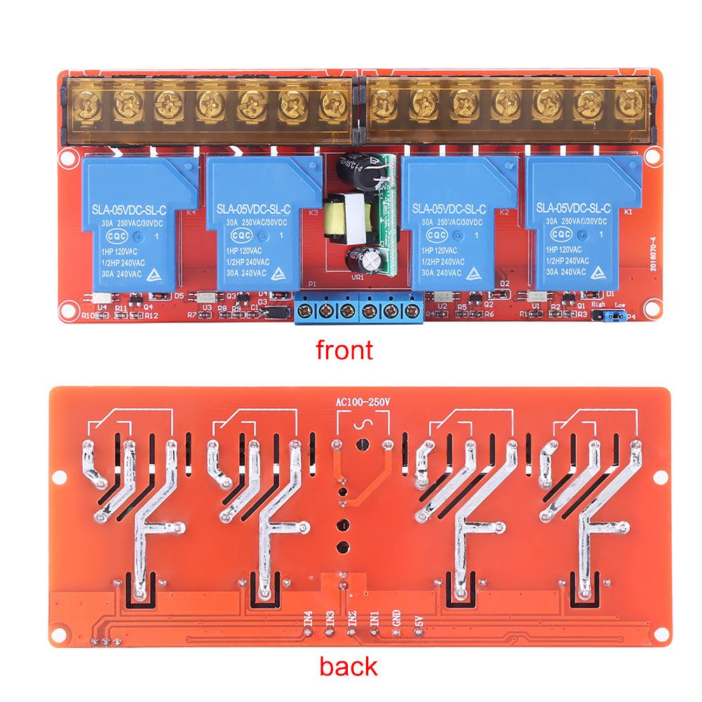 4 Channel Relay Module, Compatible for Relays AC 100V To 250V 30A, Perfect Relay