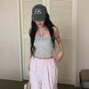 New Arrivals Open Run Women Slim FiT STripe Shirring Off Shoulder HalTer Neck T