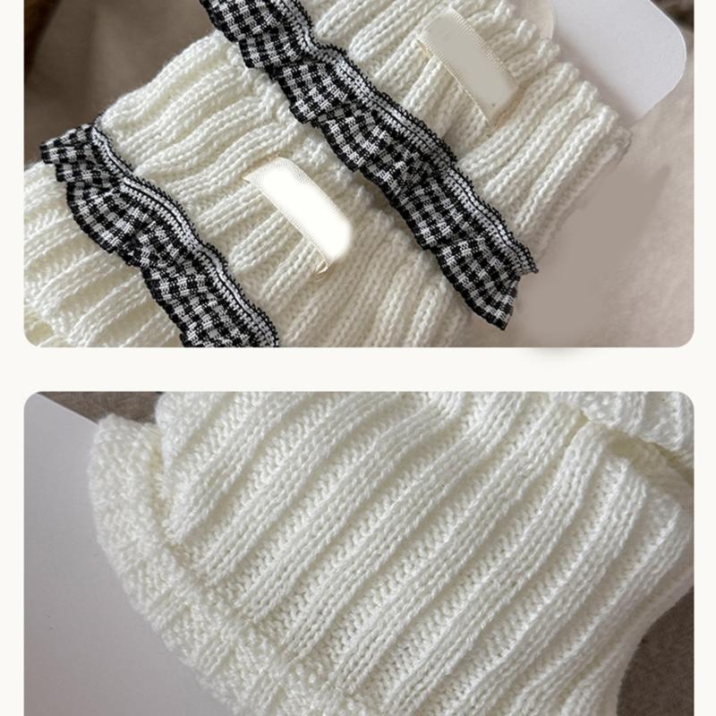 Elastic Sweet Style Leg Sleeves Warm Calf Length Socks For Girls Ruffled Design Fashionable Winter Accessories