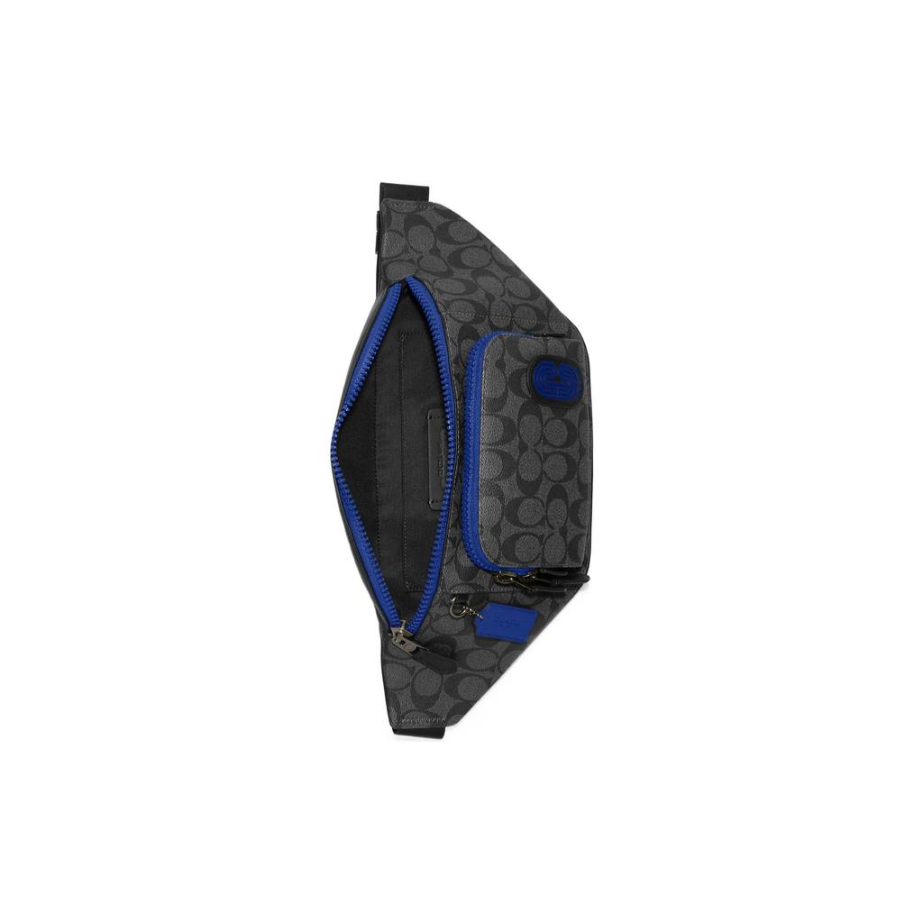 Coach Track 41 Zipper Closure Multi-Functional Pocket Leather Detail Shoulder Crossbody Chest Waist Bag Large Men bags Charcoal-Gray Blue CC019-QBPEM