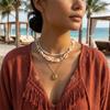 Multilayer Summer Vacation Resin Starfish Shell Rice Beaded Necklace For Women Men Boho Beach Sea Star Layered Choker Zircon