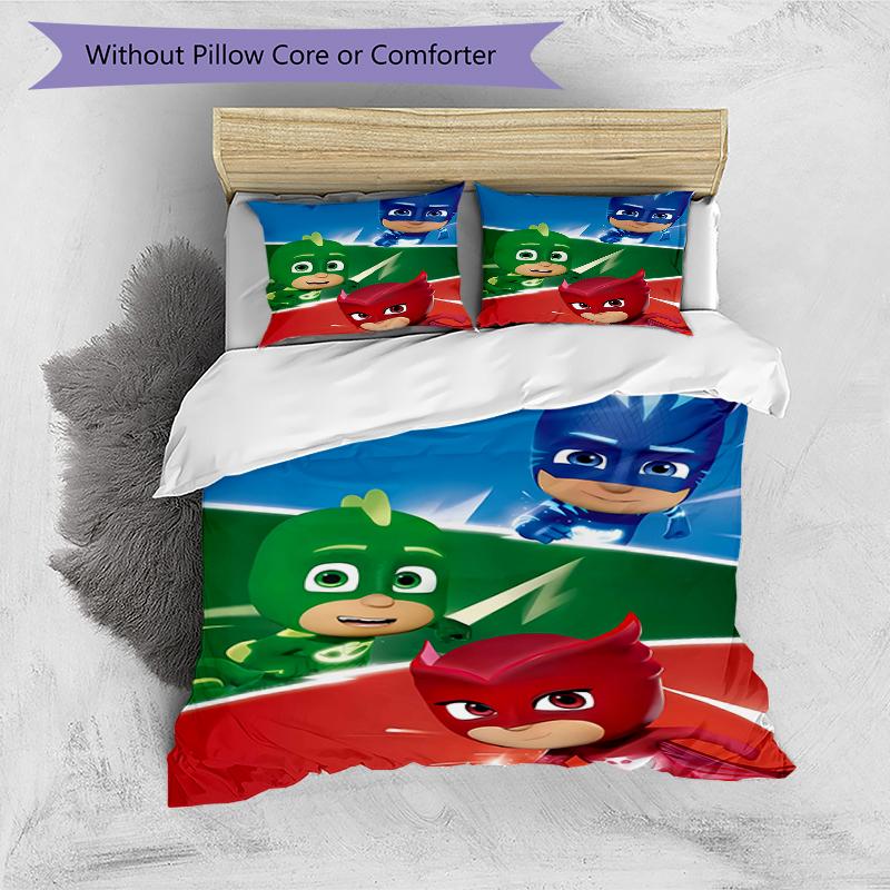 3pcs PJ Marks2 Design Cover Set - HD Printed Bedding with 1 Cover and 2 Pillowcases - Perfect for Home and Dorm Decor