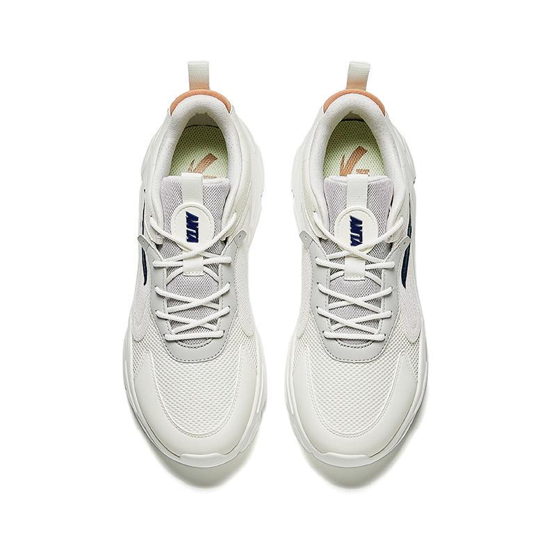 Anta Life Series Simple Comfortable Shock Absorbing Non-Slip Low-Top Casual Shoes Men Sneaker White Blue 112438892S-2