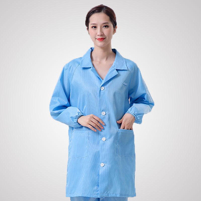 Anti-Static Long Sleeve Lab Coat, 0.5mm Striped Dustproof Workwear