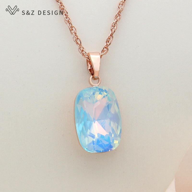 

Модное прямоугольное красочное ожерелье с кристаллами для женщин, свадебное элегантное ювелирное изделие цвета розового золота, подарок