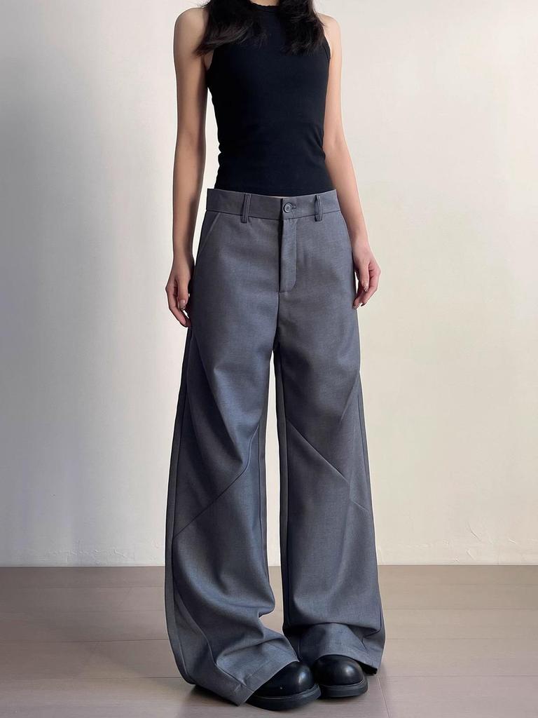 Dámské luxusní plisované ležérní volné kalhoty s rovnými nohavicemi - Jarní/podzimní kolekce