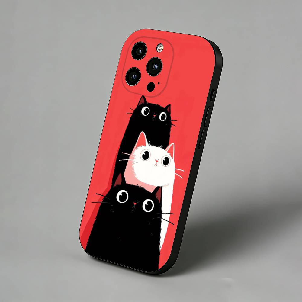 

Black Cat Slim Back Phone Case for iPhone 17 Air 16 Pro Max 16e 15 Plus 14 13 Mini 12 11 Protective Cover iPhone16pro