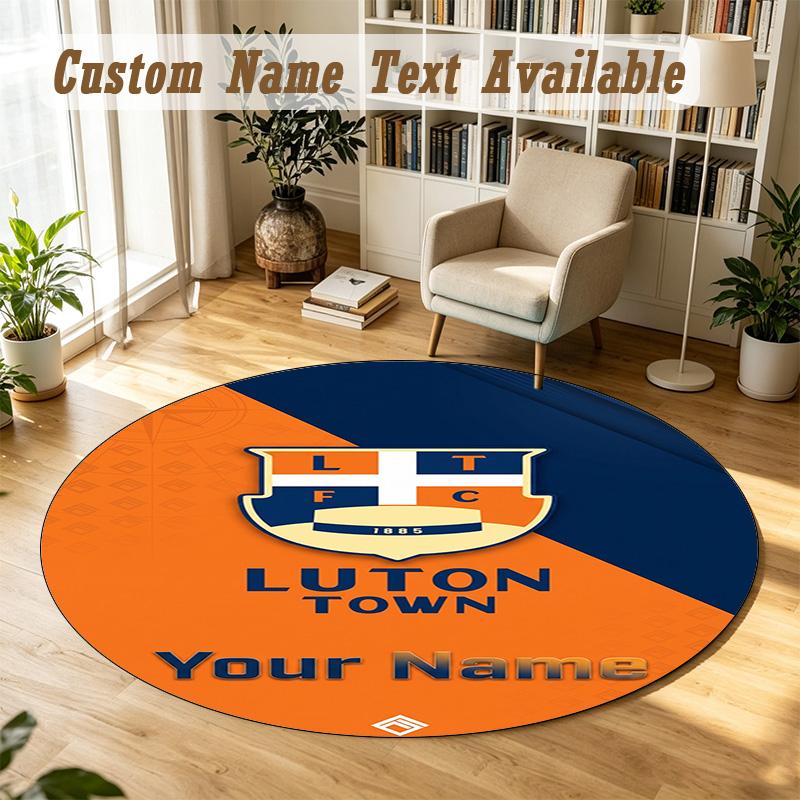 Round Rug Custom NameLuton Town Pattern Non Slip Carpet Home Floor Decor