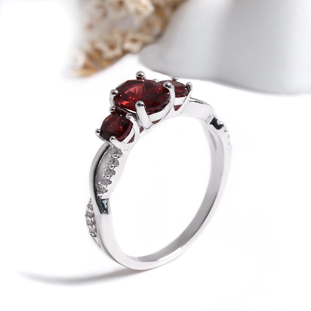 Schlichter Damenring Natürliche Rote Granat Edelsteine 925 Silberring - Eleganter Schmuck für den täglichen Gebrauch