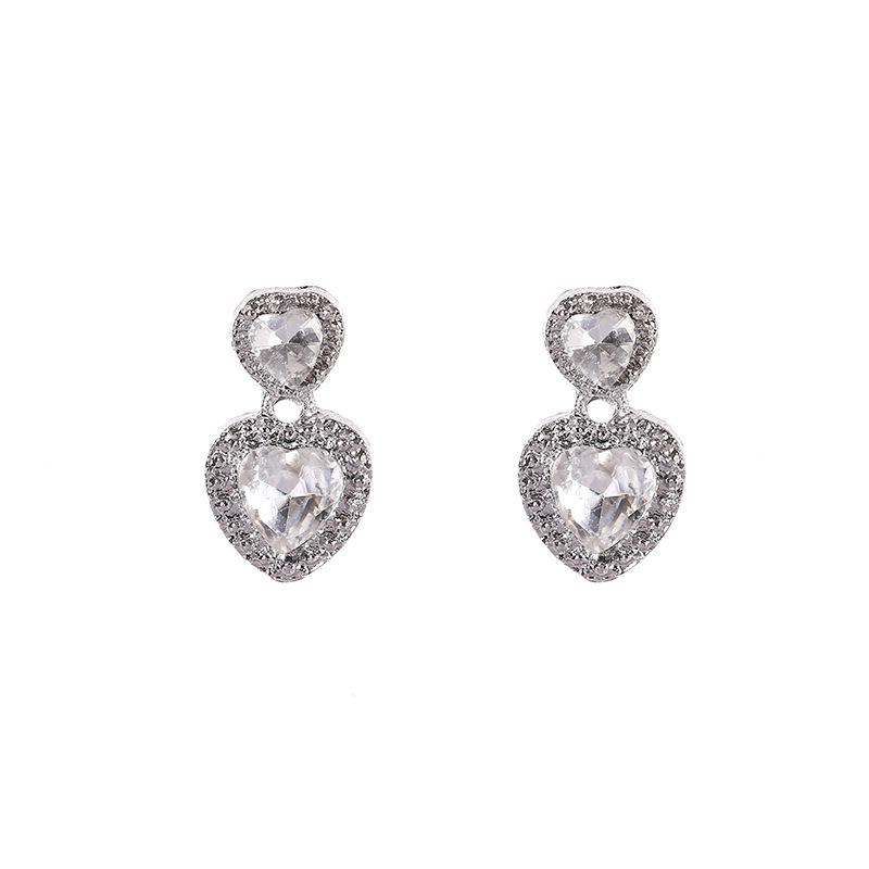 High-End Zirconia Heart Stud Earrings: Elegant, Versatile, and Trendy Women's Accessories