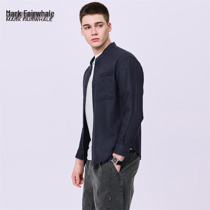 Mark Fairwhale Men s Linen Blend Henley Long Sleeve Shirt M