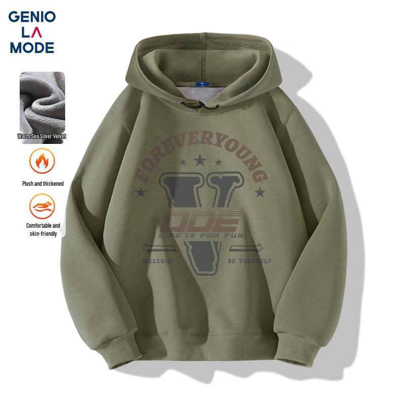 

GENIOLAMODE Men s Fleece-Lined Hooded Sweatshirt M