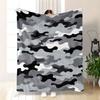 Gray Camouflage Blanket Military Style Pattern Soft Fleece Throw Cozy Home Decor Gift For Men Outdoor Enthusiasts And Soldiers